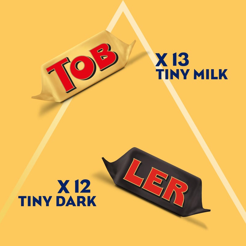 TOBLERONE Tiny Assorted Chocolate Bars Variety Pack (Milk & Dark), 1 Gift Box (25 Pieces) - Image 3
